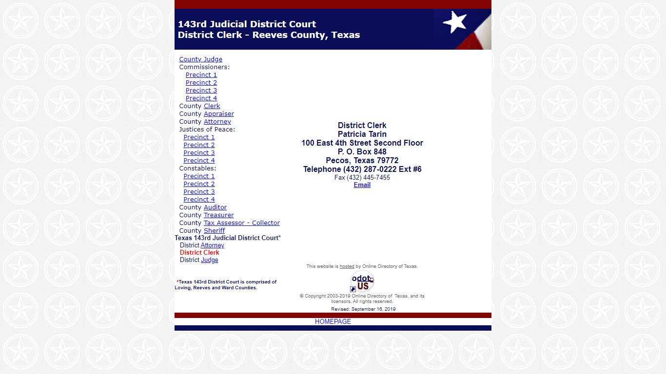 143rd Judicial District Court - Reeves County, Texas